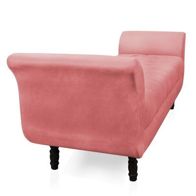 Recamier Olinda Suede 160 Cm Pés Torneados Castanhos - D'rossi Cor Rose