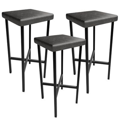 Kit 03 Banquetas Alta Bar Cozinha Sala De Jantar Preto Stella L02 Couríssimo Preto - Lyam Decor