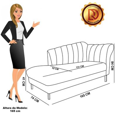 Divã Recife Suede 165 Cm Pés Chanfrado Castanho - D'rossi Cor Marrom Rato