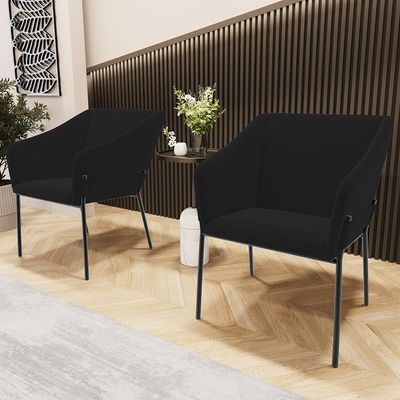Kit 4 Cadeiras Para Sala de Jantar Estar Living Olívia L02 Suede Preto - Lyam Decor