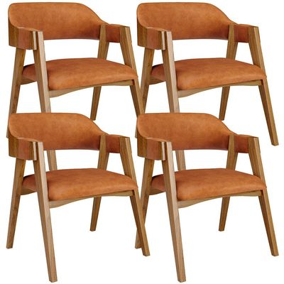 Kit 4 Cadeiras Sala de Jantar Estar Living Estofada Suran L02 Couríssimo Canela - Lyam Decor
