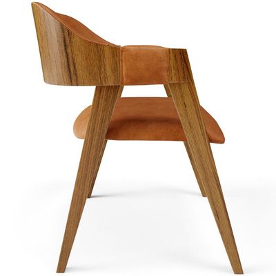 Kit 4 Cadeiras Sala de Jantar Estar Living Estofada Suran L02 Couríssimo Canela - Lyam Decor