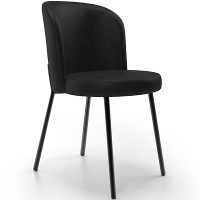 Cadeira Para Sala de Jantar Cozinha Estofada Gavi L02 Couríssimo Preto - Lyam Decor