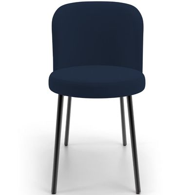 Kit 5 Cadeiras Sala de Jantar Estofada Gavi L02 Suede Azul Marinho - Lyam Decor