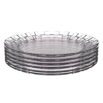 Jogo 6 Pratos Grandes 26cm Transparente Crippa Servir Mesa Posta Porções Aperitivos