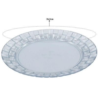 Jogo 6 Pratos Grandes 26cm Transparente Crippa Servir Mesa Posta Porções Aperitivos