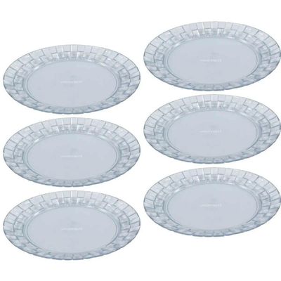 Jogo 6 Pratos Grandes 26cm Transparente Crippa Servir Mesa Posta Porções Aperitivos