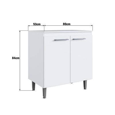 Armário De Cozinha Com Balcão E 2 Portas Para Cooktop 4 Bocas Branco