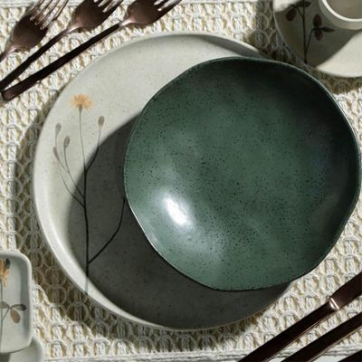 Aparelho de Jantar 20 Pçs Campestre Arauco Porto Brasil Mesa Posta 4 Pessoas Verde Elegante
