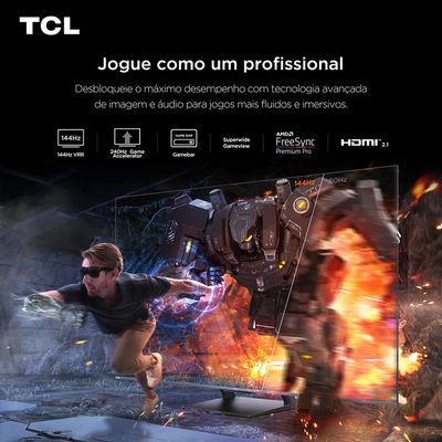 Smart TV 75 75C7K 4K QD-Mini Led 144Hz com Sistema Operacional Google TV TCL Preto / Bivolt