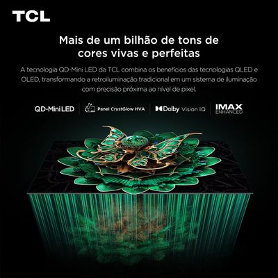 Smart TV 75 75C7K 4K QD-Mini Led 144Hz com Sistema Operacional Google TV TCL Preto / Bivolt