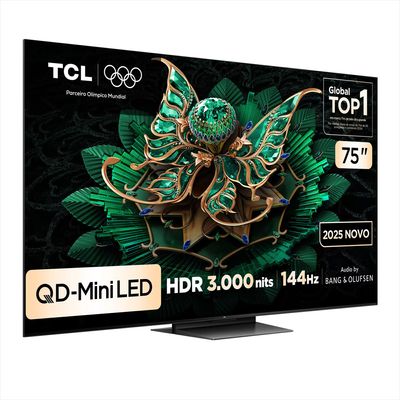 Smart TV 75 75C7K 4K QD-Mini Led 144Hz com Sistema Operacional Google TV TCL Preto / Bivolt