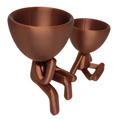 Kit 2 Vasos Sentados Suculentas Robert Plant Decoração Decorativo Bronze