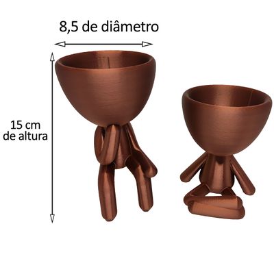 Kit 2 Vasos Sentados Suculentas Robert Plant Decoração Decorativo Bronze