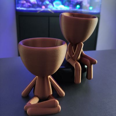Kit 2 Vasos Sentados Suculentas Robert Plant Decoração Decorativo Bronze