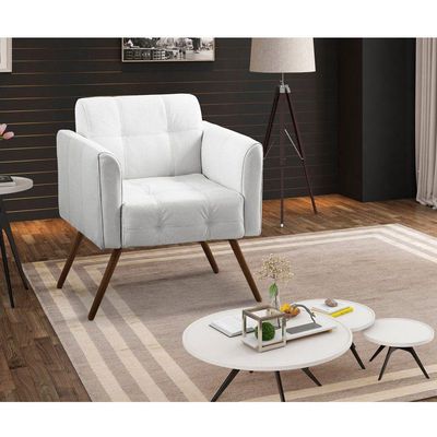 Poltrona Decorativa Bia Couro Branco