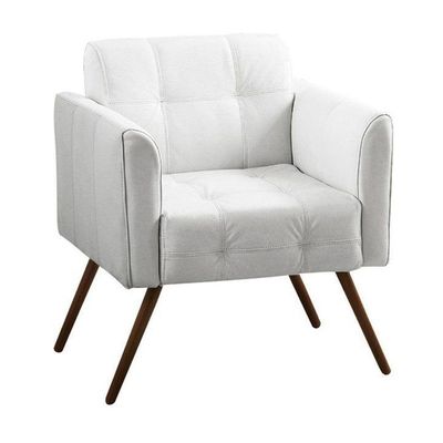 Poltrona Decorativa Bia Couro Branco