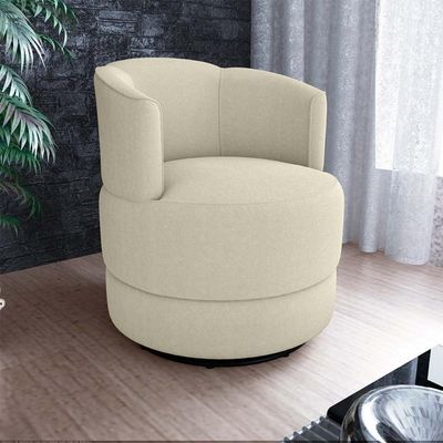 Poltrona Giratória Para Descanço Com Base De Metal Marselha Matrix Boucle Bege