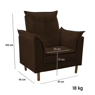 Poltrona De Amamentação Com Puff Quarto Bebê Encanto Suede Marrom