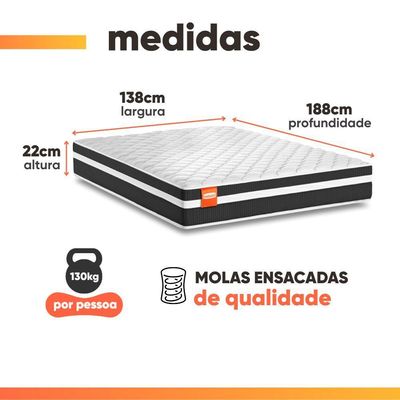 Cama Box Baú Casal Molas Ensacadas Bali 138x188x63cm Preto