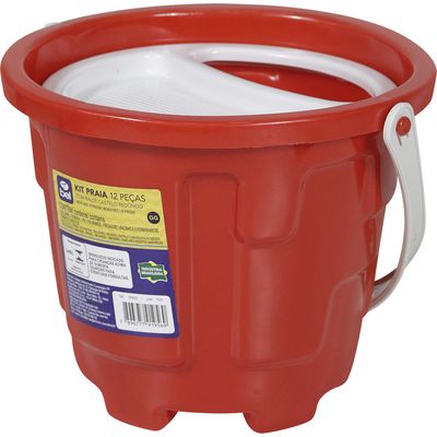 Kit Baldinho de Praia com 12 Peças Cores Sortidas (GG) Bel Único