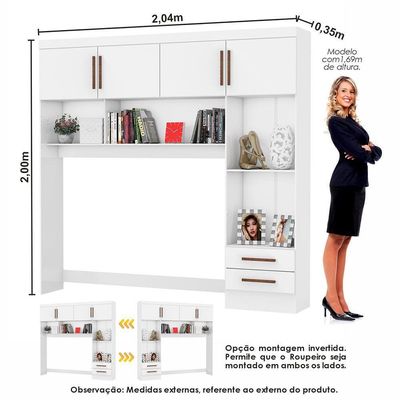 Guarda Roupa Casal Modulado 4 Portas Hercules 4 Portas 4 Gavetas Branco