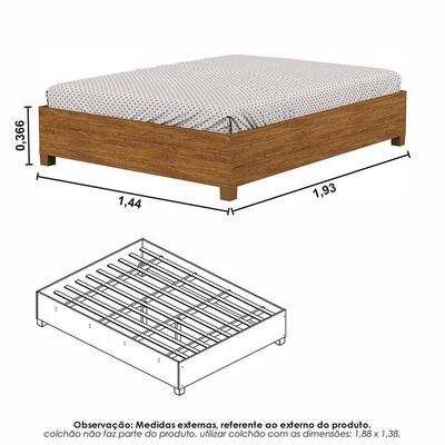 Guarda Roupa Casal Modulado 5 Portas com Cama Hercules 4 Portas 4 Gavetas Cinamomo com Off White