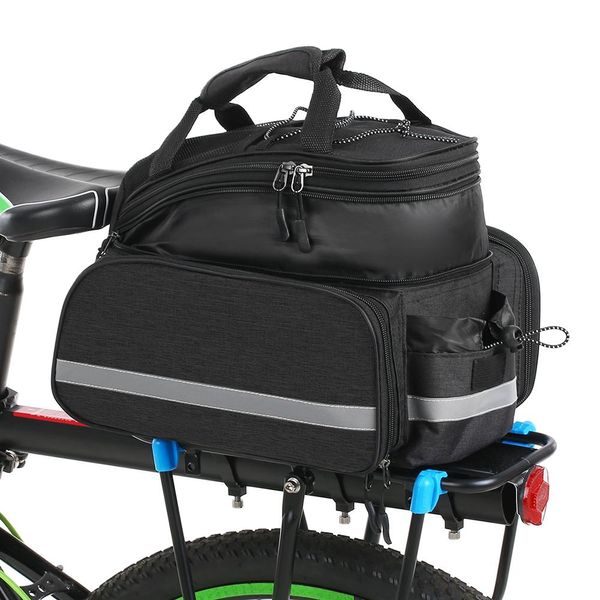Bolsa Traseira para Bicicleta Multifuncional Impermeável preto