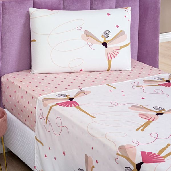 Jogo de Cama Lençol Carrosel Solteiro 03 Peças Infantil Estampado Divertido - Bailarina Ballet Jogo de Cama Lençol Carrosel Solteiro 03 Peças Infantil Estampado Divertido - Bailarina Ballet