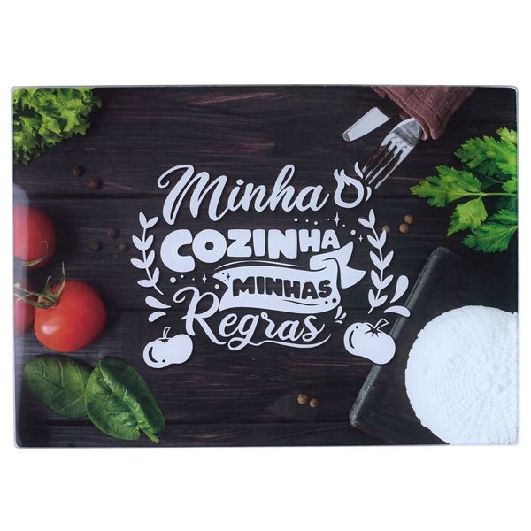 Tábua de Corte Cazza em Vidro Temperado 35x25cm - Item Sortido