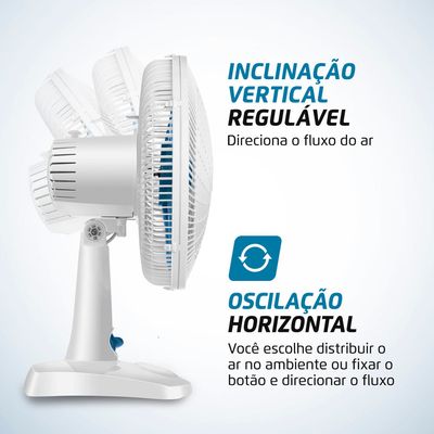 Ventilador de Mesa 30cm Super Vento Maxis Branco e Azul 50W V-30-MX-W 220V