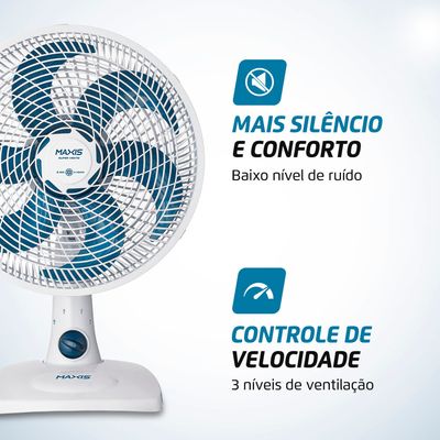 Ventilador de Mesa 30cm Super Vento Maxis Branco e Azul 50W V-30-MX-W 220V