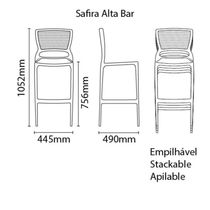 Banqueta Safira Alta Bar Preta Tramontina 92138/009