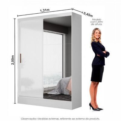 Guarda-roupa Belem Plus 2 Portas De Correr 2 Gavetas Branco