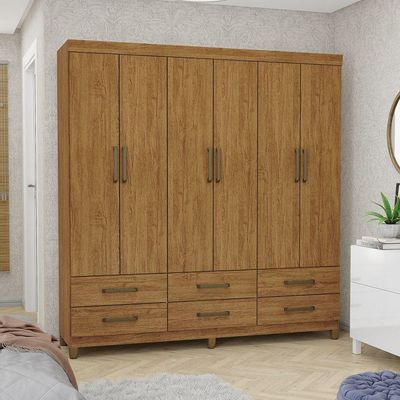 Guarda Roupa D22 6 Portas 6 Gavetas Com Pés Carioca Móveis Freijó