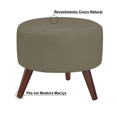 Kit 04 Puffs Decorativos Redondo Couro Fendi