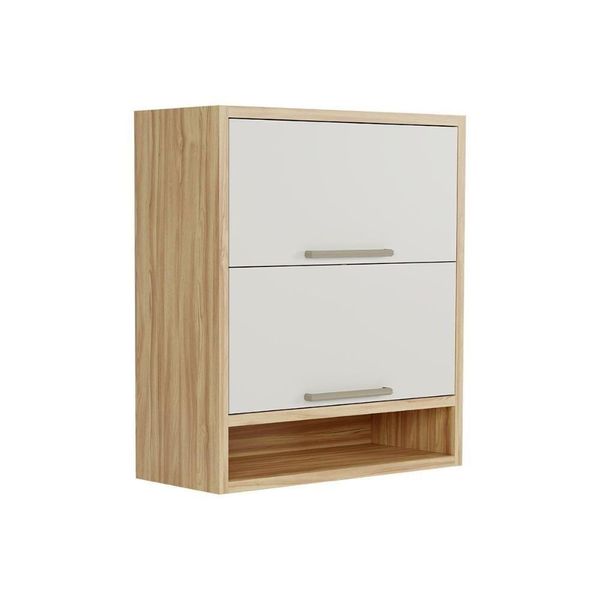 Armário Aéreo Cozinha Modulado Syrah Nicho Com 2 Portas Basculante 80cm Amendoa-off White - Ronipa Armário Aéreo Cozinha Modulado Syrah Nicho Com 2 Portas Basculante 80cm Amendoa-off White - Ronipa