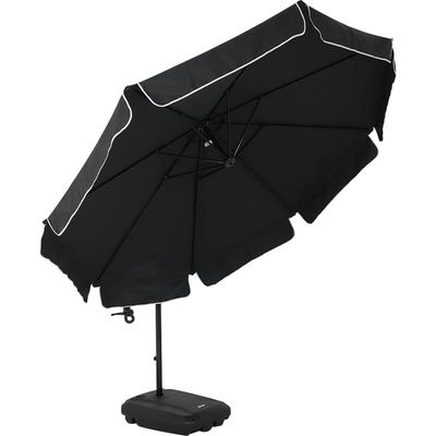 Ombrellone Suspenso Giratório 360° Búzios 3 metros Preto + Base em ABS 50 Litros Preta Bel 3,00m