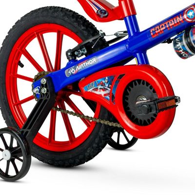 Bicicleta Infantil Aro 16 com Rodinhas Capitão América Nathor
