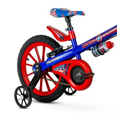 Bicicleta Infantil Aro 16 com Rodinhas Capitão América Nathor