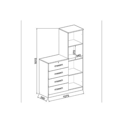 Cômoda De Quarto Aurora 1 Porta E 4 Gavetas Freijo-white Laca - Genialflex