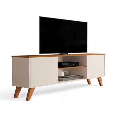 Rack Com Prateleiras Helena Off White E Ypê Sal Movelaria