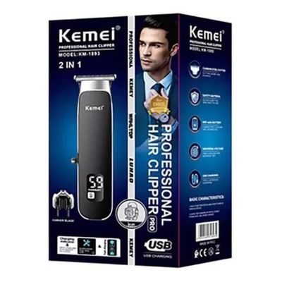 Barbeador Elétrico Kemei Km-1893 Aparador De Barba E Cabelo 110V/220V - 2 em 1