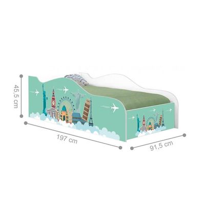 Cama Carro Fun Adesivada Viagem Pelo Mundo Solteiro