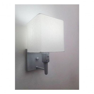 Arandela Quadrada Vivare Md-2019 Com Interruptor E Cúpula Em Tecido - Bivolt Cinza-branco 127-220v