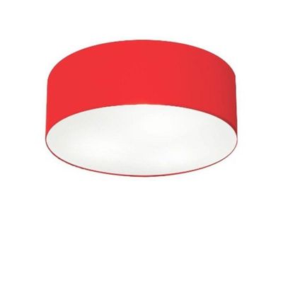 Plafon Cilíndrico Vivare Md-3046 Cúpula Em Tecido 35x12cm - Bivolt Vermelho 127/220v