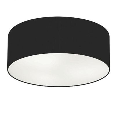 Plafon Cilíndrico Vivare Md-3019 Cúpula Em Tecido 80x15cm - Bivolt Preto 127/220v