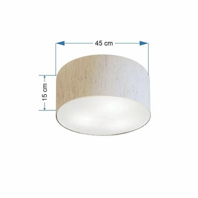 Plafon Cilíndrico Md-3047 Cúpula Em Tecido 45x15cm Linho Bege - Bivolt