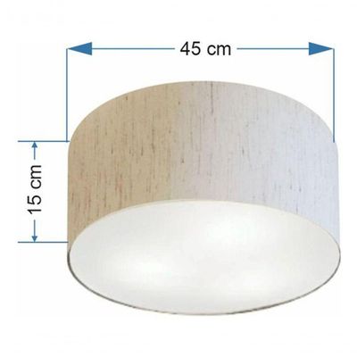 Plafon Cilíndrico Md-3047 Cúpula Em Tecido 45x15cm Linho Bege - Bivolt