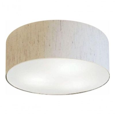 Plafon Cilíndrico Md-3014 Cúpula Em Tecido 50x15cm Linho Bege - Bivolt